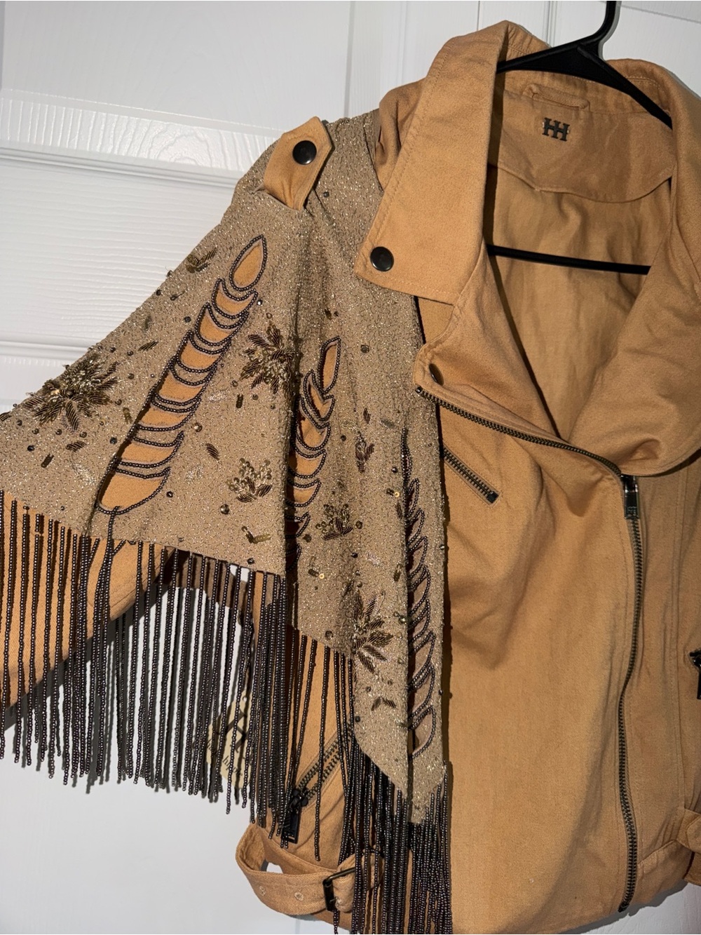 Haute Hippie Tan Fringed Leather Moto Jacket - Picture 2 of 11